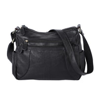 Black Color Durable Genuine Leather Crossbody Bag with Shoulder Strap