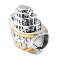 14K Yellow Gold and Platinum Over Sterling Silver Ship Charm 3.55 Grams - Sticky add to cart bar