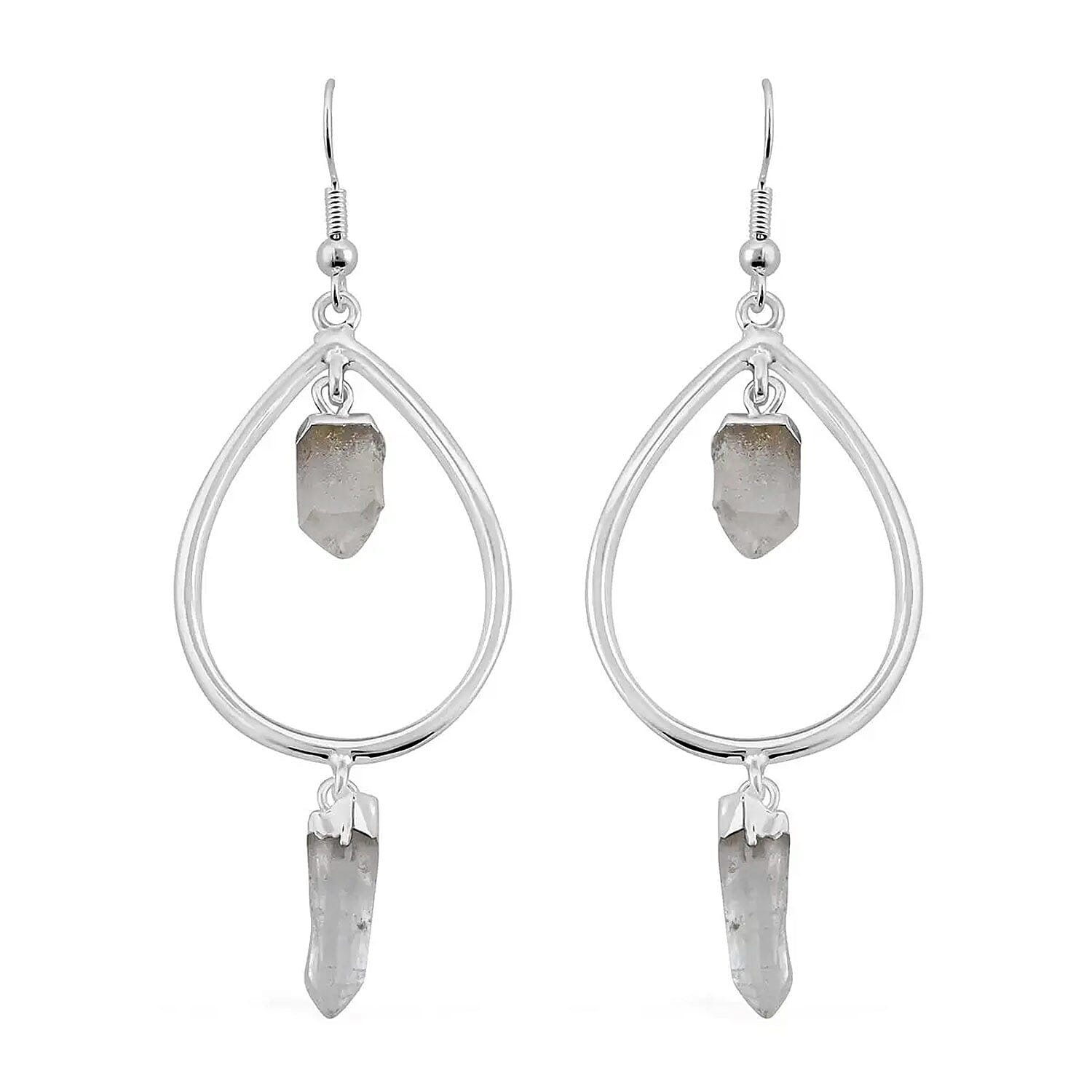 Crystal Drop Earrings in Silvertone 27.50 ctw