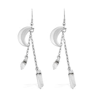 Crystal Point Moon Earrings in Silvertone 11.00 ctw