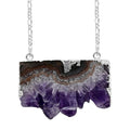 Amethyst Comb Necklace 34-36 Inches in Silvertone 60.50 ctw - Sticky add to cart bar
