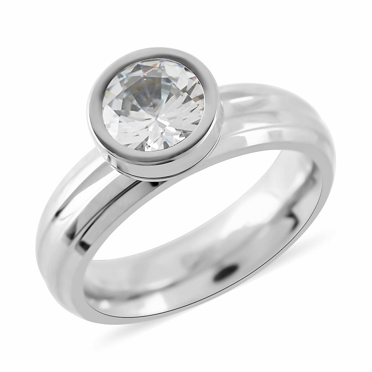 Simulated Multi Color Diamond Interchangeable Ring in Stainless Steel 5.00 ctw
