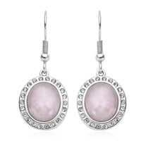 Galilea Rose Quartz (Ovl 12x10 mm), Austrian Crystal Dangle Earrings in Stainless Steel 4.50 ctw