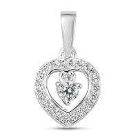 Simulated Diamond Heart Pendant in Sterling Silver 0.40 ctw