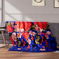 HOMESMART Red Bright Peony Pattern Microfiber Single Layer Flannel Blanket (60" x 80") - Sticky add to cart bar