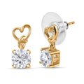LUSTRO STELLA Made with Finest CZ Solitaire Stud Earrings in 14K YG Over Sterling Silver 3.30 ctw - Sticky add to cart bar