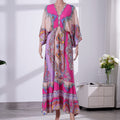 Tamsy Pink Printed V-Neckline Maxi Dress - Sticky add to cart bar
