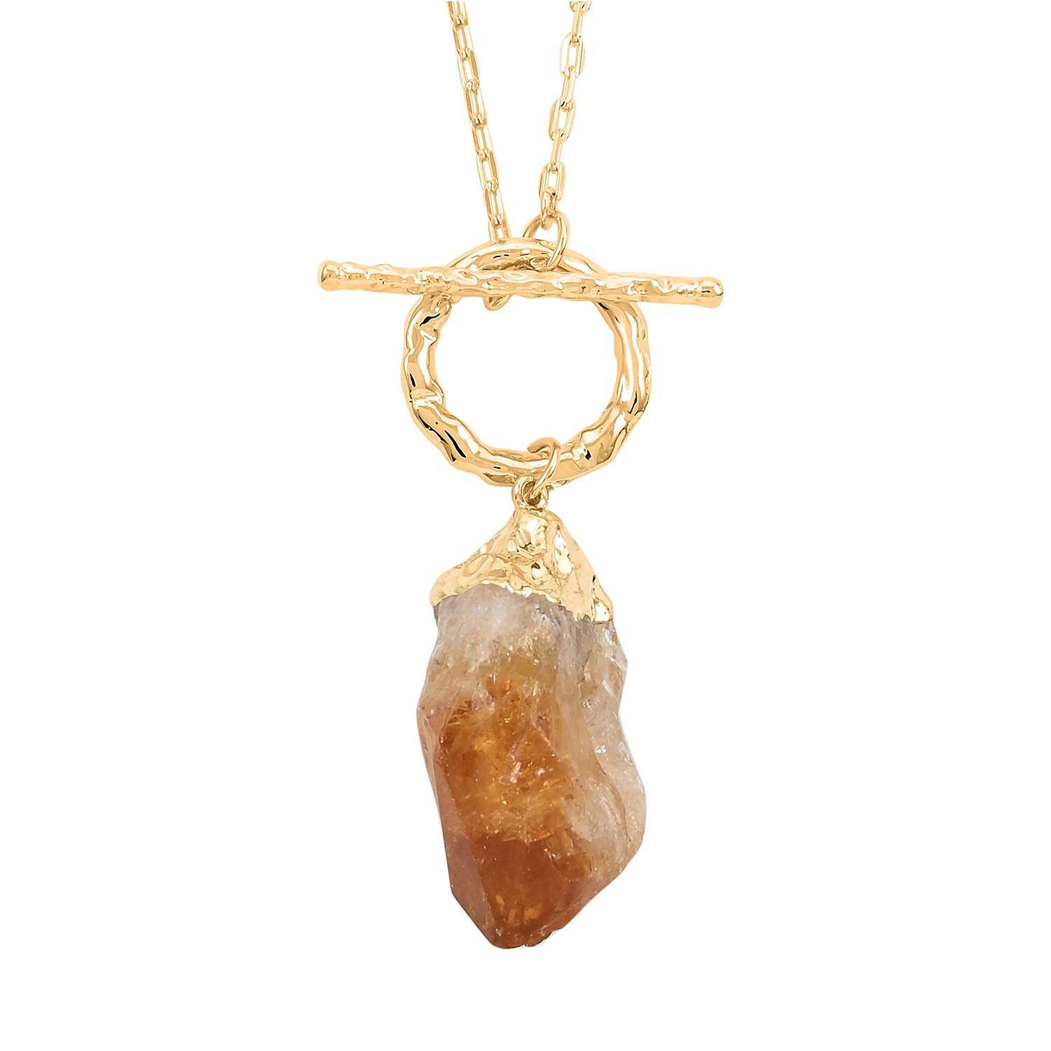 Made in Brazil Citrine 67.50 ctw Point Necklace in Goldtone 34 Inches