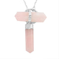 Galilea Rose Quartz Pendant Necklace 35 Inches in Silvertone 116.50 ctw - Sticky add to cart bar