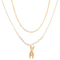 White Shell Pearl and Austrian Crystal Rabbit Necklace 20-22 Inches in Goldtone - Sticky add to cart bar