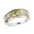 Premium Sava Sphene and White Zircon Ring in Vermeil Yellow Gold and Platinum Over Sterling Silver 0.60 ctw - Sticky add to cart bar