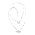Crystal Double Layer Necklace 21-23 Inches in Silvertone - Sticky add to cart bar