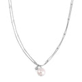 White Shell Pearl Pendant Necklace 20-22 Inches in Silvertone - Sticky add to cart bar
