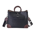 Black Crocodile Embossed Genuine Leather Crossbody Bag (11.8"4.7"9.4") with 2pcs Shoulder Strap - Sticky add to cart bar
