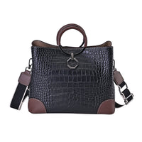 Black Crocodile Embossed Genuine Leather Crossbody Bag (11.8"4.7"9.4") with 2pcs Shoulder Strap