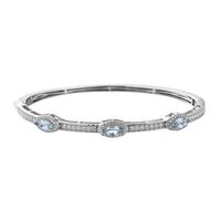 Sky Blue Topaz and Moissanite Bangle Bracelet in Platinum Over Sterling Silver (7.25 in) 2.50 ctw