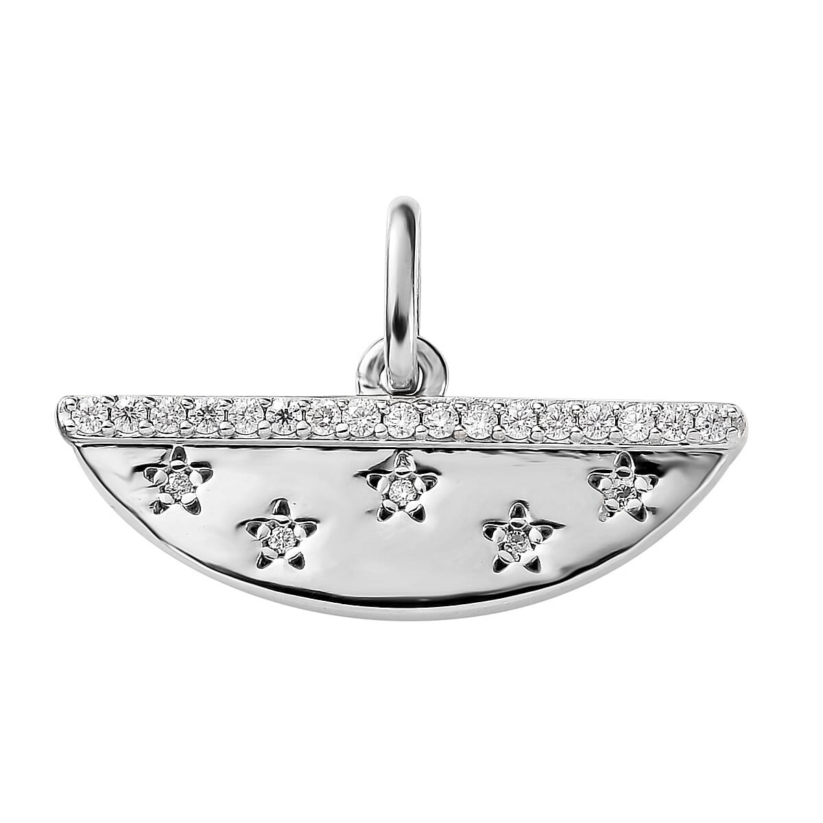 Moissanite Charm in Platinum Over Sterling Silver 0.12 ctw
