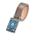 Doorbuster Gold Color Faux Leather Buckle Belt with Kallaite Stone - Sticky add to cart bar