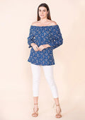 TAMSY Blue Rayon Off Shoulder Top -L - Sticky add to cart bar