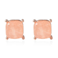 Galilea Rose Quartz Button Shape Stud Earrings in Rosetone 2.00 ctw