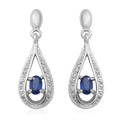 Ceylon Blue Sapphire and Natural White Zircon Earrings in Platinum Over Sterling Silver 0.90 ctw - Sticky add to cart bar