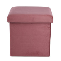 Pink Velvet Outer and Woven Inner Folding Ottoman
