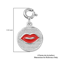 Platinum Over Sterling Silver and Enameled Lip Charm