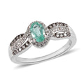 Boyaca Colombian Emerald, White and Champagne Zircon Ring in Platinum Over Sterling Silver (Size 6.0) 0.80 ctw - Sticky add to cart bar