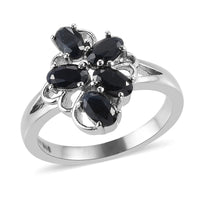 Midnight Sapphire Ring in Stainless Steel 1.50 ctw