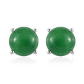 Green Jade Solitaire Stud Earrings in Sterling Silver 5.15 ctw - Sticky add to cart bar