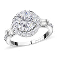 Moissanite Halo Ring in Platinum Over Sterling Silver 2.10 ctw - Sticky add to cart bar