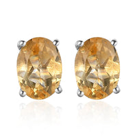 Brazilian Citrine Solitaire Stud Earrings in Platinum Over Sterling Silver 2.25 ctw