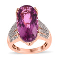 Radiant Orchid Quartz (Triplet) and White Zircon Ring in Vermeil Rose Gold Over Sterling Silver 10.85 ctw - Sticky add to cart bar