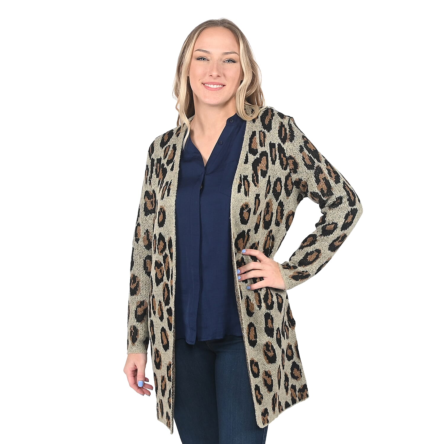 Randee Brown Cheetah Printed Cardigan - 2X