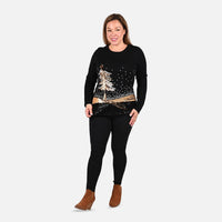 TAMSY Black and Gold Holiday Sweater - S