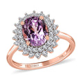 Luxoro 10K Rose Gold AAAA Patroke Kunzite and Moissanite Floral Ring 2.80 ctw - Sticky add to cart bar