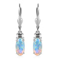 Premium Ethiopian Welo Opal and Moissanite Lever Back Earrings in Platinum Over Sterling Silver 1.40 ctw - Sticky add to cart bar