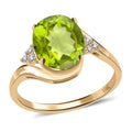 Certified & Appraised Luxoro 10K Yellow Gold AAA Peridot and G-H SI Diamond Ring 4.10 ctw - Sticky add to cart bar