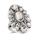 Artisan Crafted White Buffalo Ring in Sterling Silver 5.50 ctw - Sticky add to cart bar