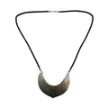 Brown Shell Flower Carving and Black Suede String Necklace 26 Inches - Sticky add to cart bar