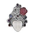 Sajen Silver Carved Bone and Multi Gemstone Pendant without Chain in Sterling Silver 11.15 ctw - Sticky add to cart bar