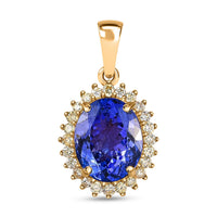 Luxoro 10K Yellow Gold Premium Tanzanite and I3 Natural Yellow Diamond Sunburst Pendant 3.00 ctw