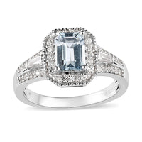 Premium Madagascar Aquamarine and White Zircon Ring in Platinum Over Sterling Silver (Size 10.0) 1.40 ctw