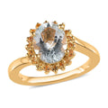 Premium Mangoro Aquamarine and Yellow Sapphire Sunburst Ring in Vermeil Yellow Gold Over Sterling Silver 1.90 ctw - Sticky add to cart bar