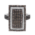 Natural Champagne and White Diamond Ring in Platinum Over Sterling Silver (Size 10) 1.00 ctw - Sticky add to cart bar