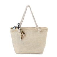 Ivory Color Tote Bag with Ribbon (20.7"x13.38"x6.29")