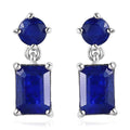 Tanzanian Blue Spinel (DF) Dangle Earrings in Platinum Over Sterling Silver 2.85 ctw - Sticky add to cart bar