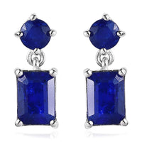Tanzanian Blue Spinel (DF) Dangle Earrings in Platinum Over Sterling Silver 2.85 ctw