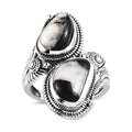 Artisan Crafted White Buffalo Bypass Ring in Sterling Silver 5.25 ctw - Sticky add to cart bar