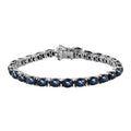 Blue Star Sapphire (DF) Tennis Bracelet in Platinum Over Sterling Silver (7.25 In) 32.40 ctw - Sticky add to cart bar